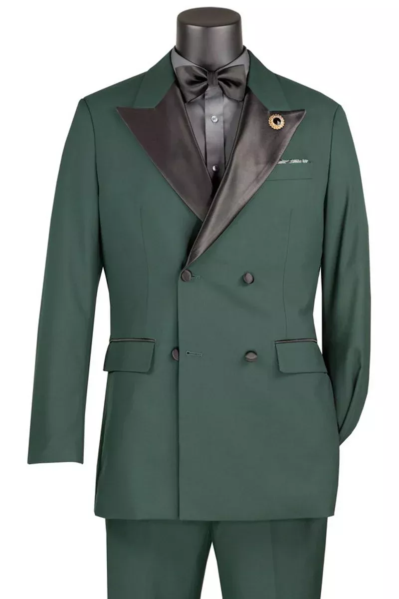 Men's Regular Fit Double Breasted Tuxedo in Hunter Green