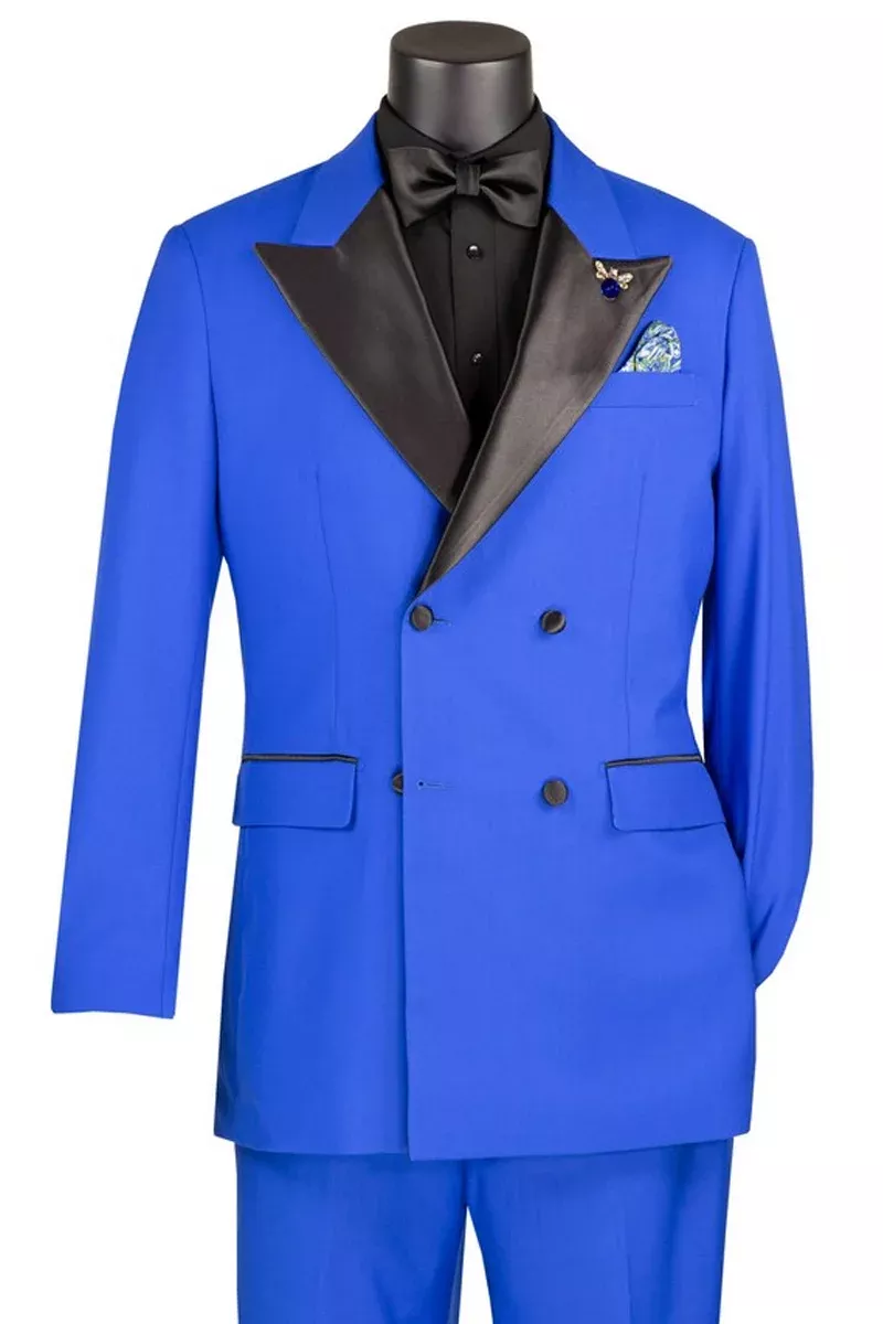 Men's Regular Fit Double Breasted Tuxedo in Royal Blue