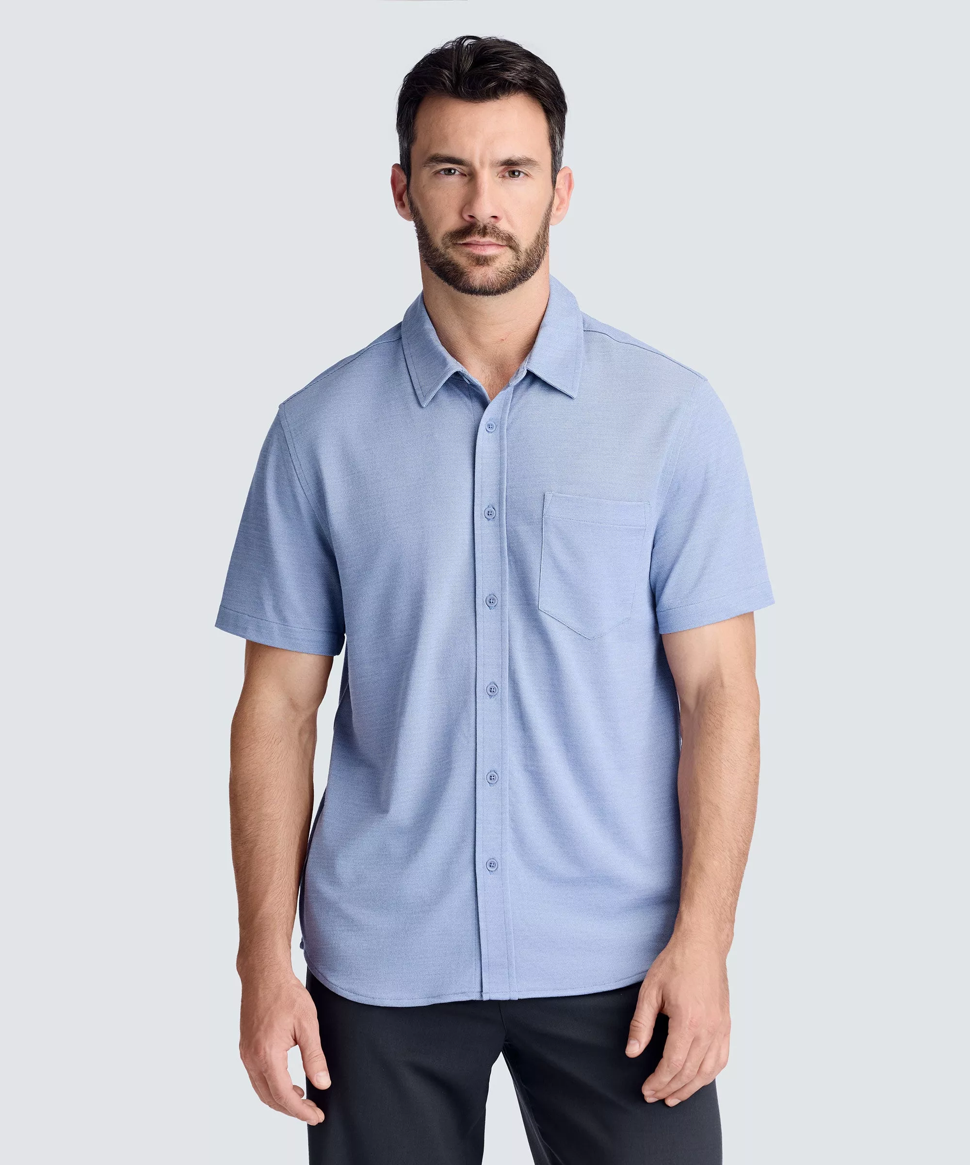 Men's Relaxed Short Sleeve Merino Button‑Up