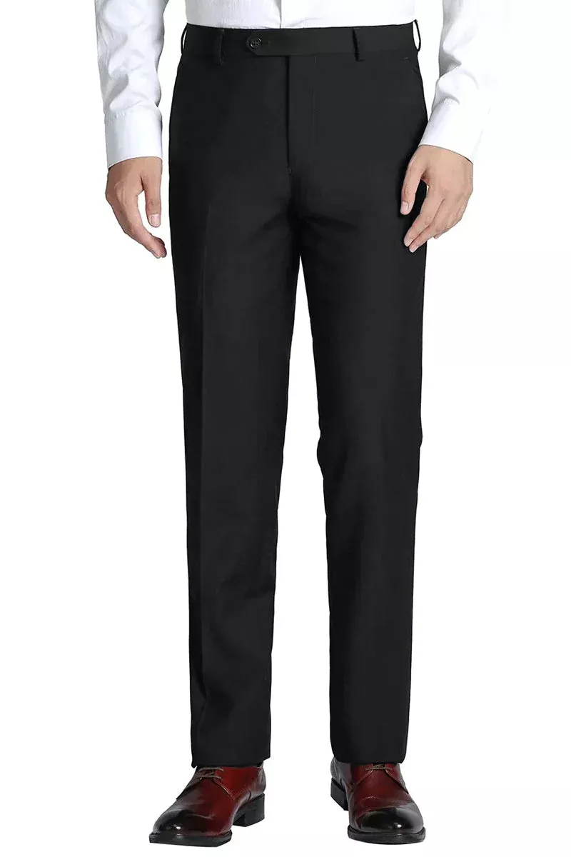 Men's Slim Fit Wool Feel Dress Pants Black