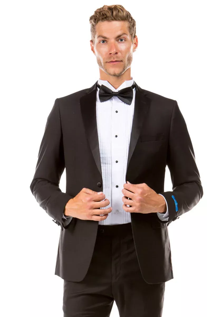 Men's Two Button Slim Fit Prom & Wedding Tuxedo in Black