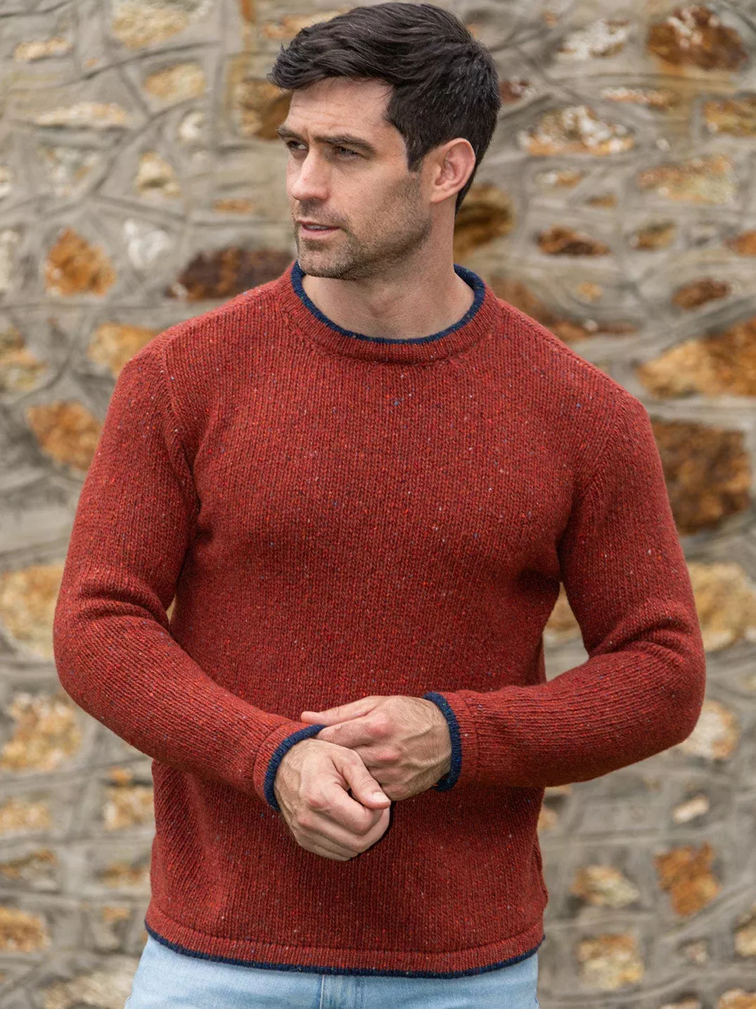 Men's Wool and Cashmere Crew Neck Copper Marl