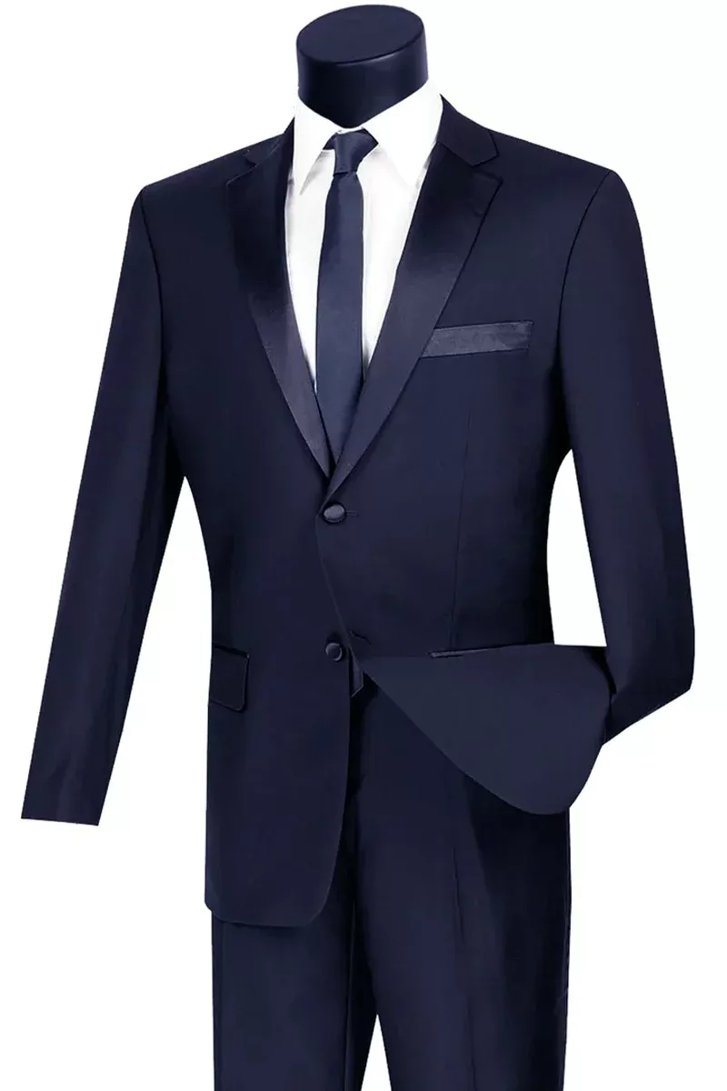 Mens 2 Button Slim Fit Notch Tuxedo in Navy