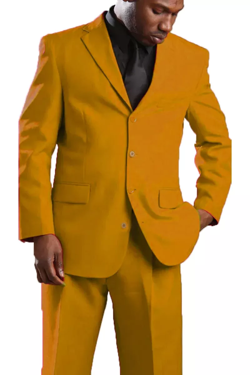 Mens Classic Poplin 4 Button Suit in Taupe