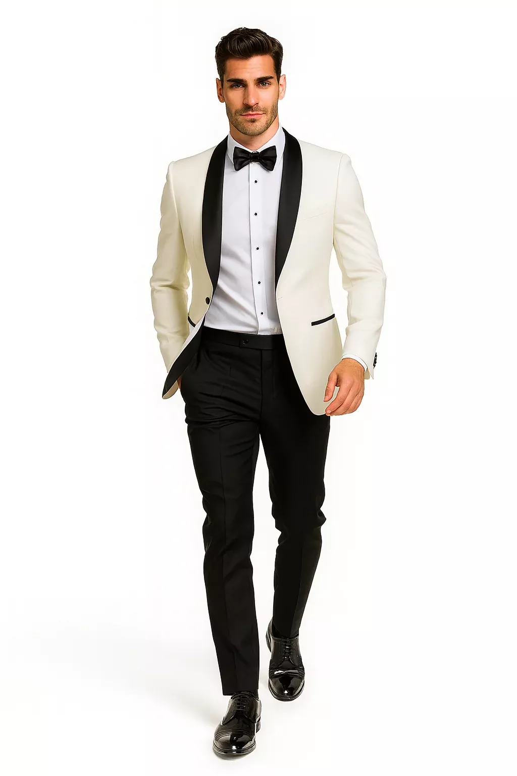 "Mens Designer Traditional Shawl Dinner Suit Jacket in Ivory"
