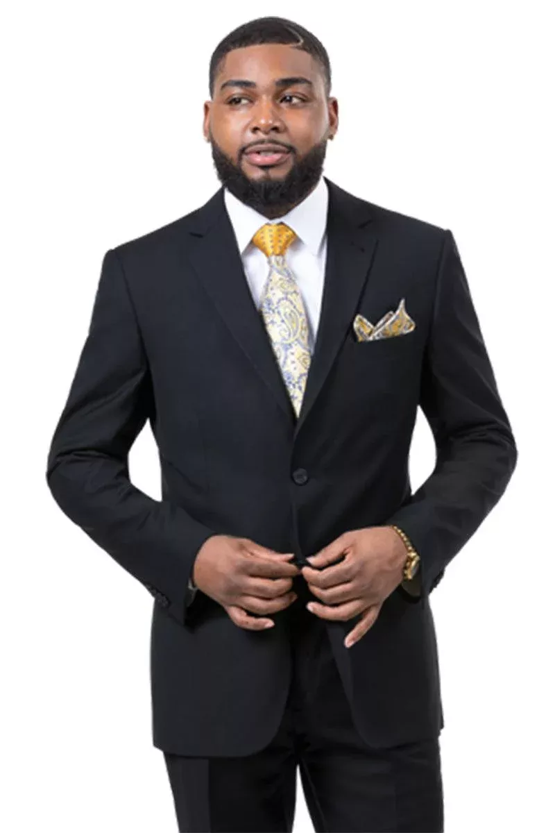 "Mens EJ Samuel Two-Btn Slim Fit Business Suit â“ Impeccable Black"