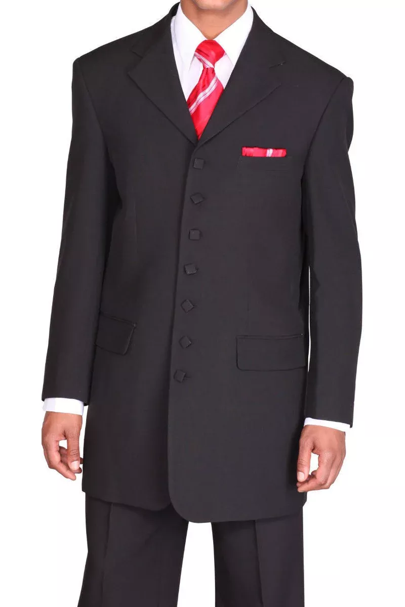 Mens Long Poplin Zoot Suit in Black