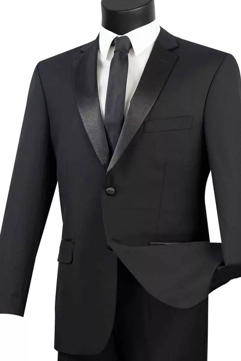 Mens Modern Fit 2 Button Tuxedo inBlack