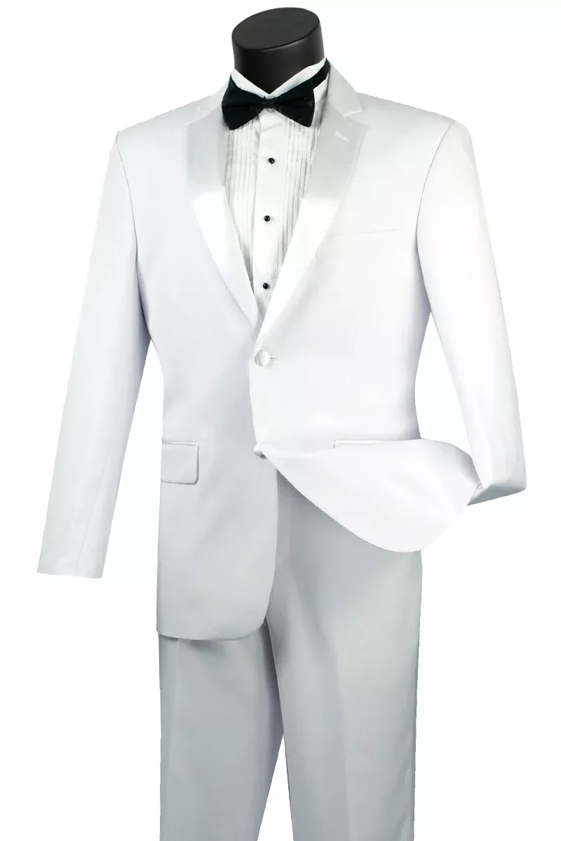 Mens Modern Fit 2 Button Tuxedo inWhite