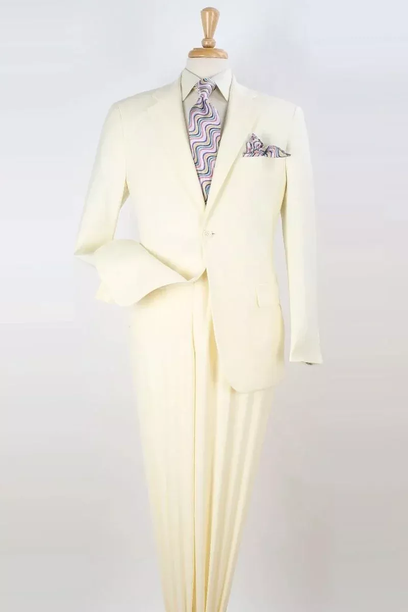 Mens Modern Fit Two Button Poplin Suit in Ivory