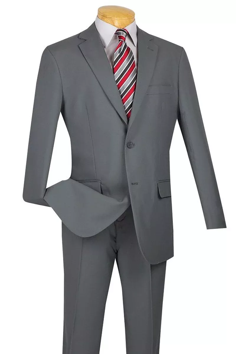 Mens Modern Fit Two Button Poplin Suit in Light Grey