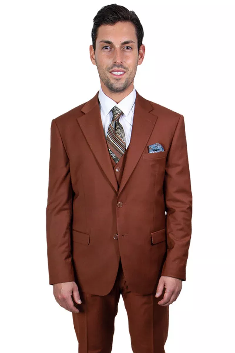 "Mens Stacy Adams Suit - Stacy AdamsSuit Men's Two Button Vested Basic Suit - Brown"