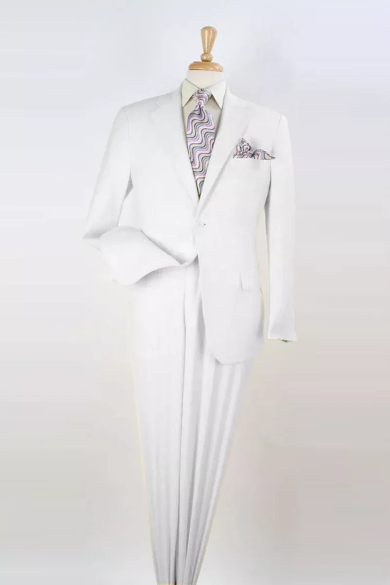 Mens Two Button Modern Fit Two Piece Suit in White