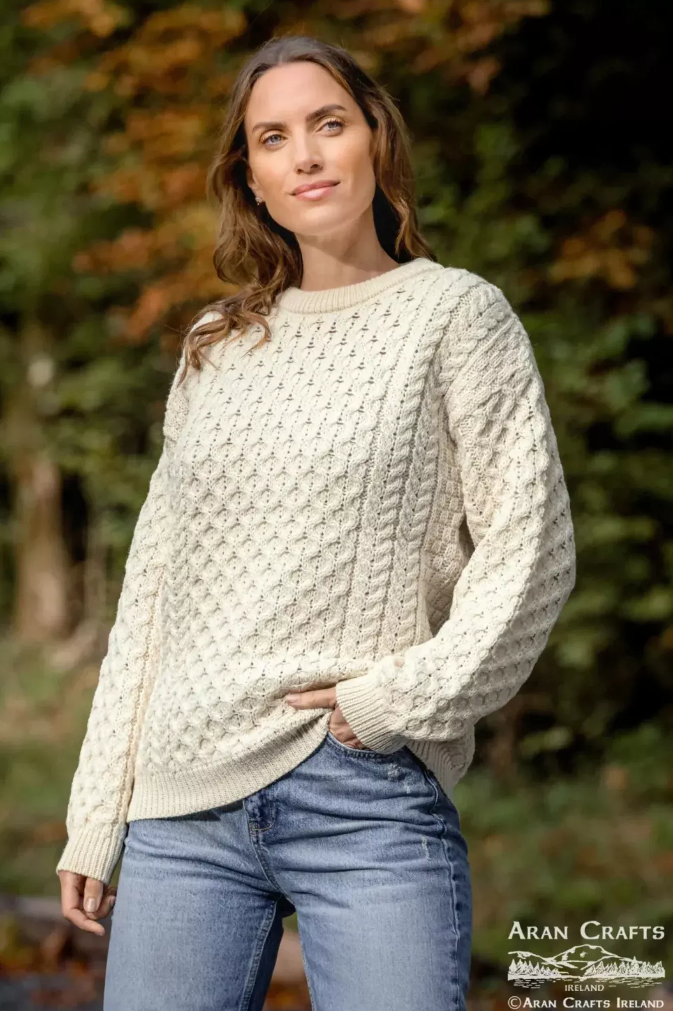 Merino Wool Aran Sweater Natural - Unisex