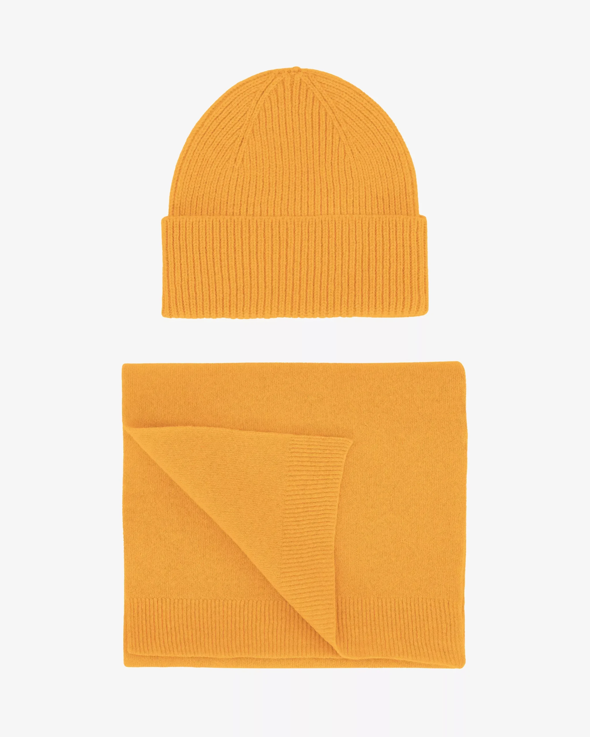 Merino Wool Beanie & Scarf - Burned Yellow