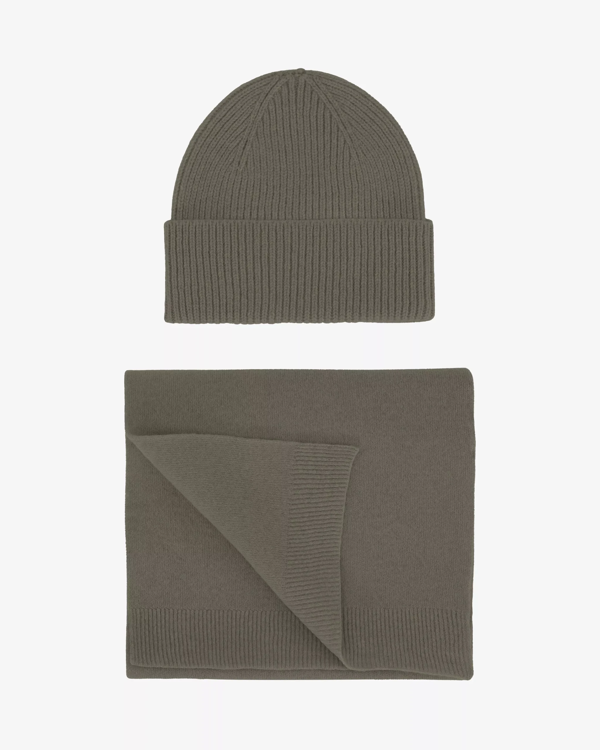 Merino Wool Beanie & Scarf - Dusty Olive