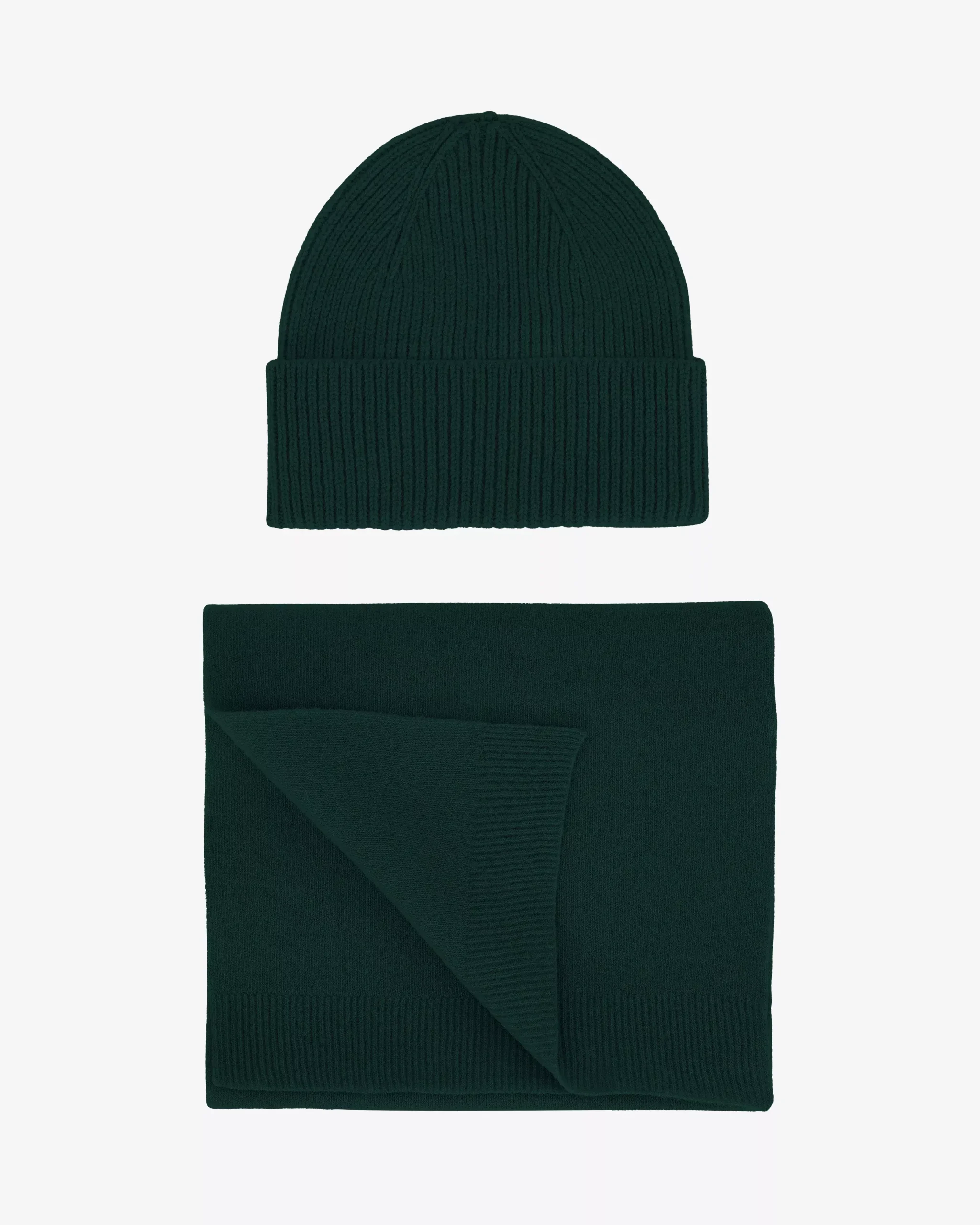 Merino Wool Beanie & Scarf - Emerald Green