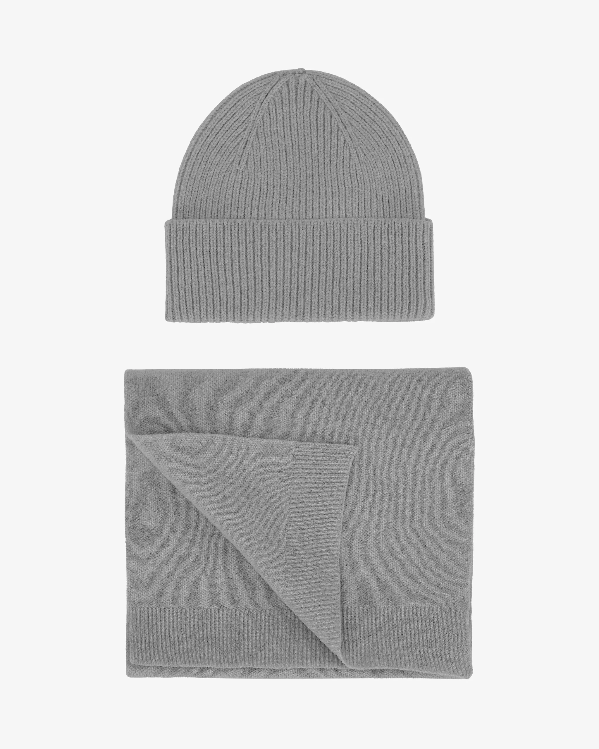 Merino Wool Beanie & Scarf - Heather Grey