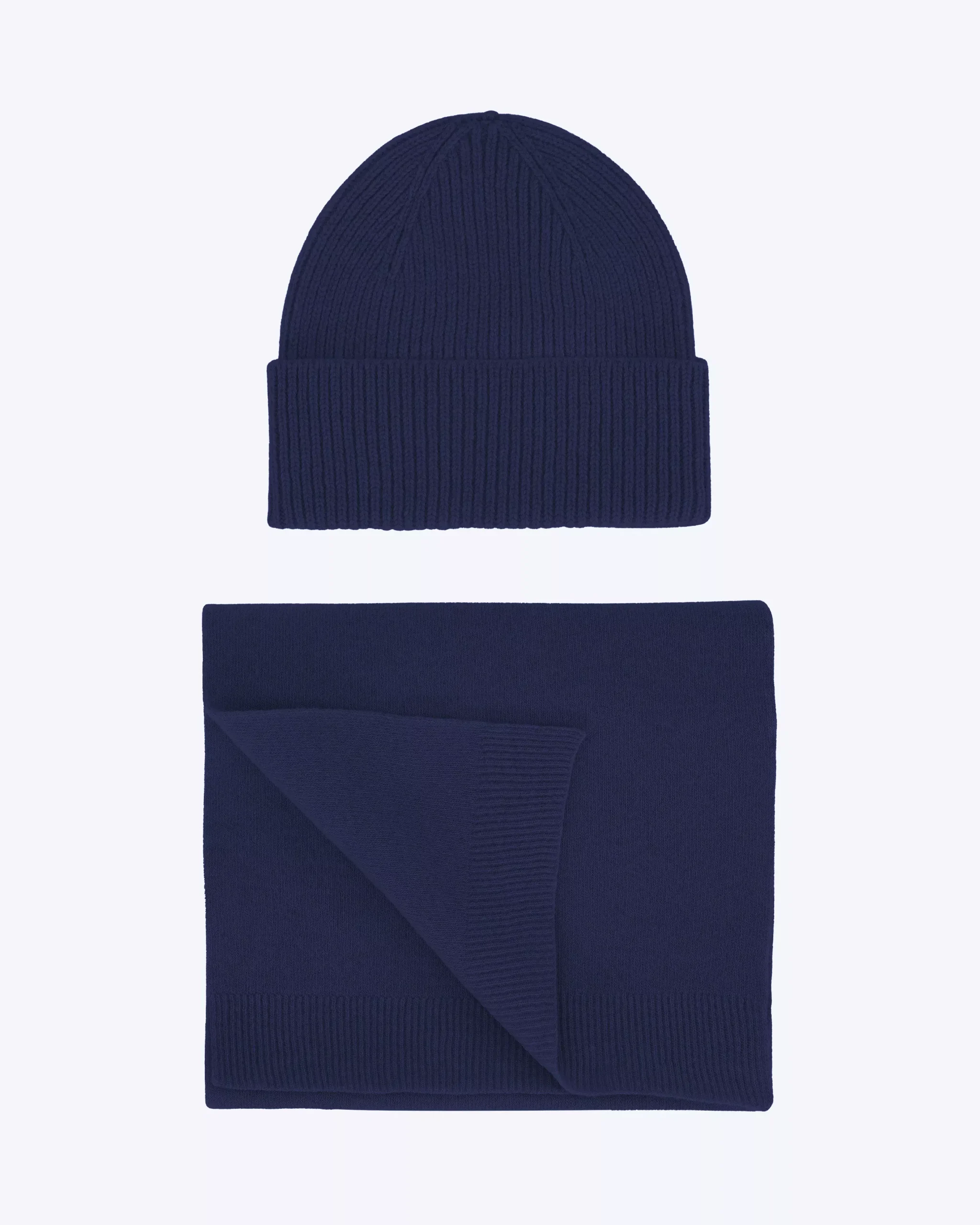 Merino Wool Beanie & Scarf - Marine Blue