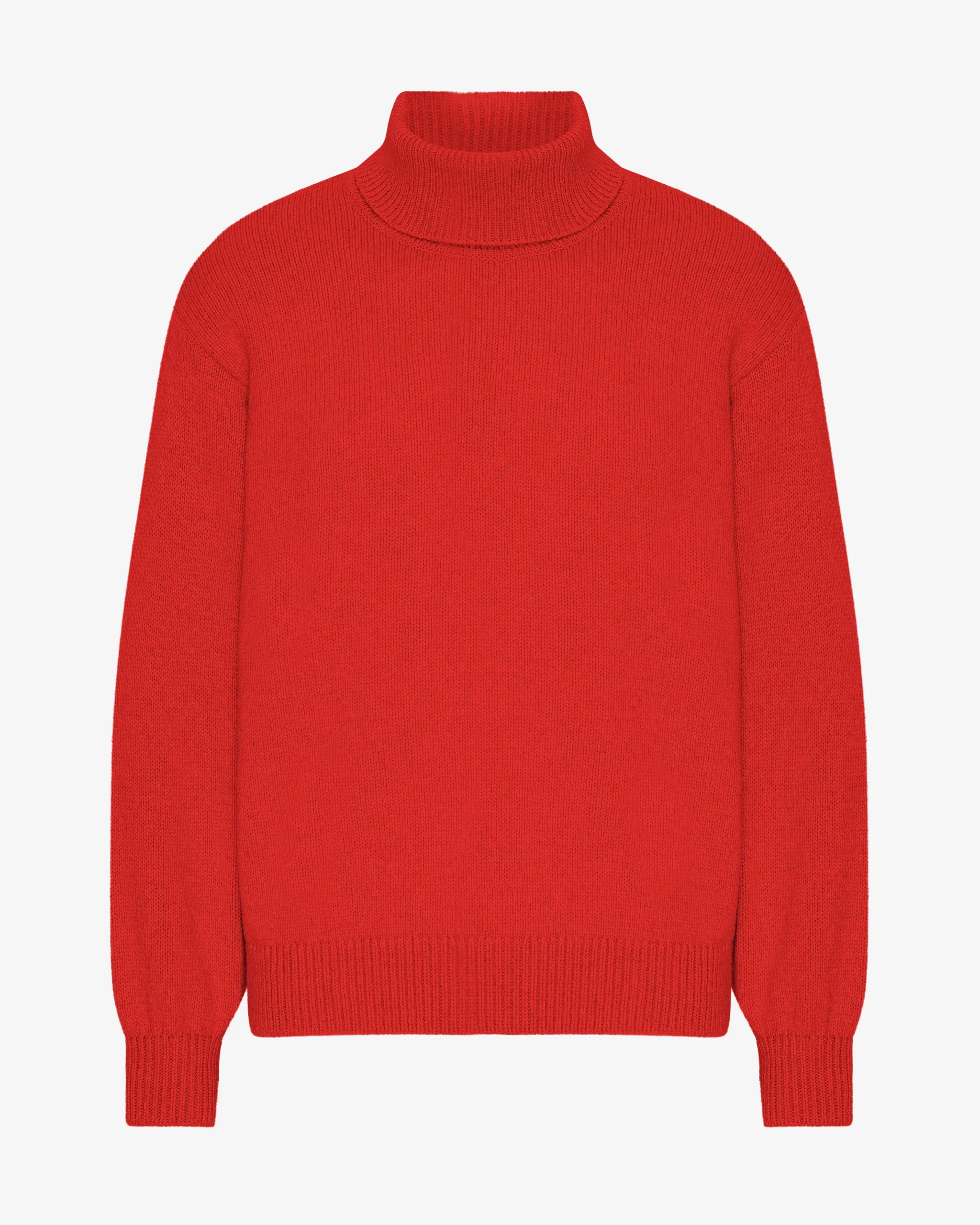Merino Wool Turtleneck - Red Tangerine