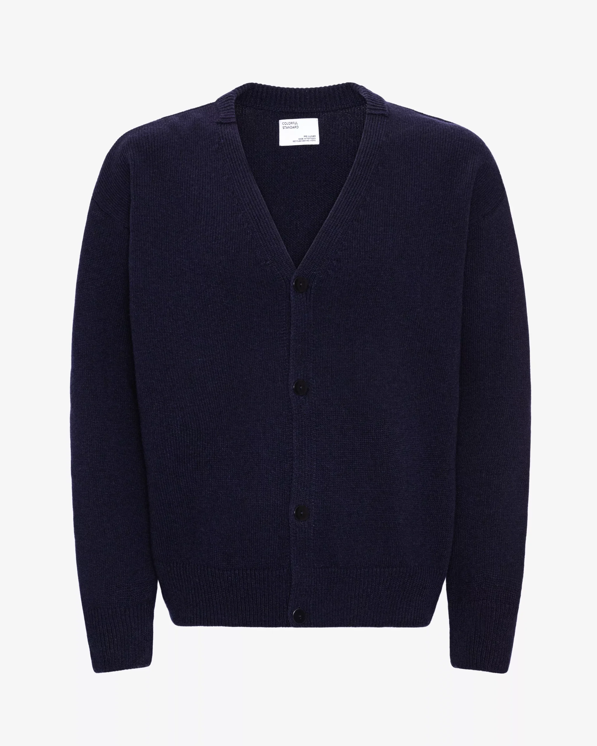 Merino Wool V-Neck Cardigan - Navy Blue