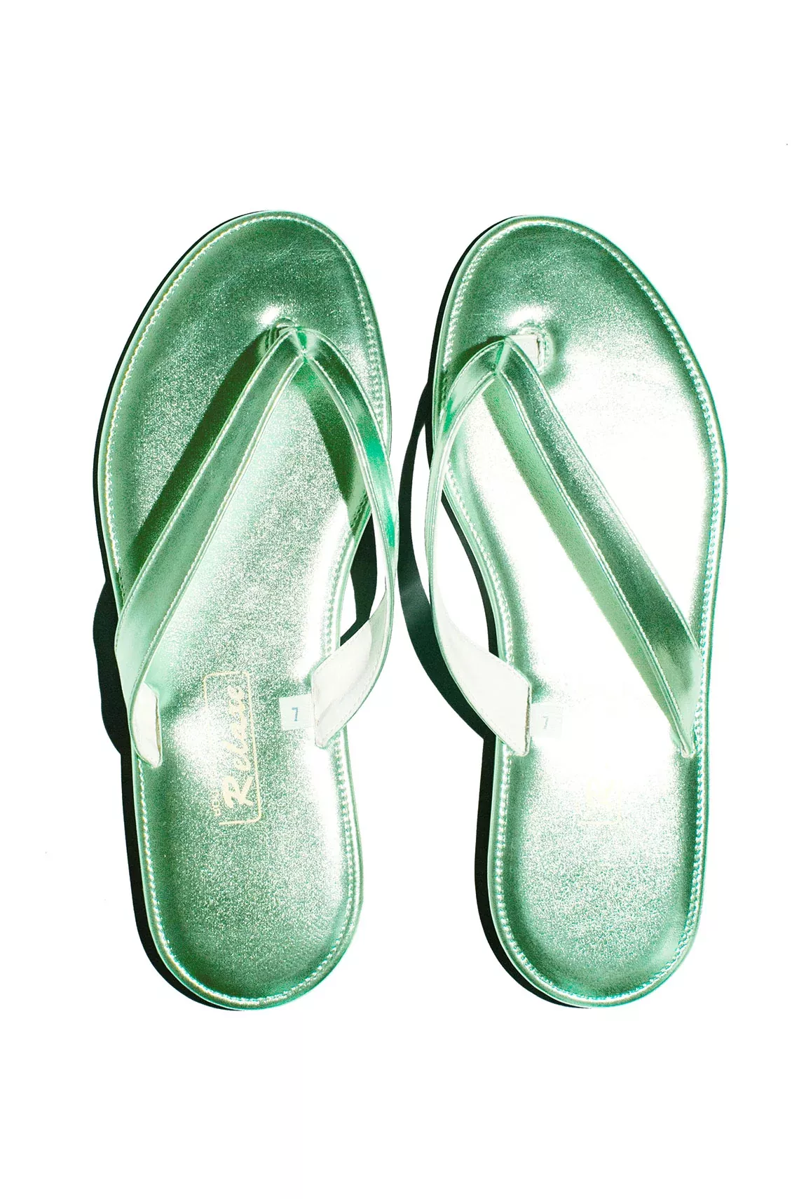 Metallic Seafoam Green Slipper Sandal