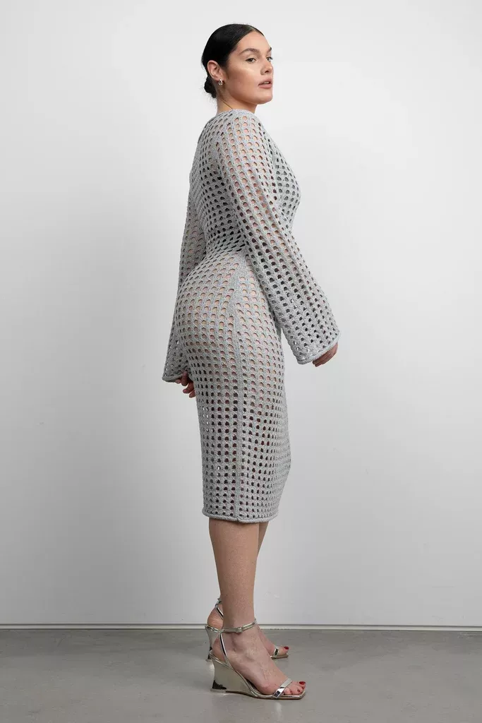 MIDI OPEN KNIT SWIMSUIT COVERUP DRESS