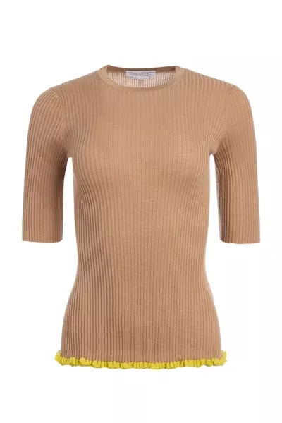 Mireya Knit Top in Camel Silk Casmere