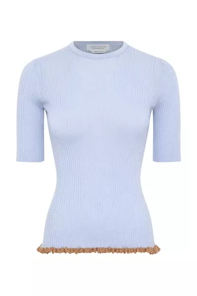 Mireya Knit Top in Halogen Blue Cashmere Silk