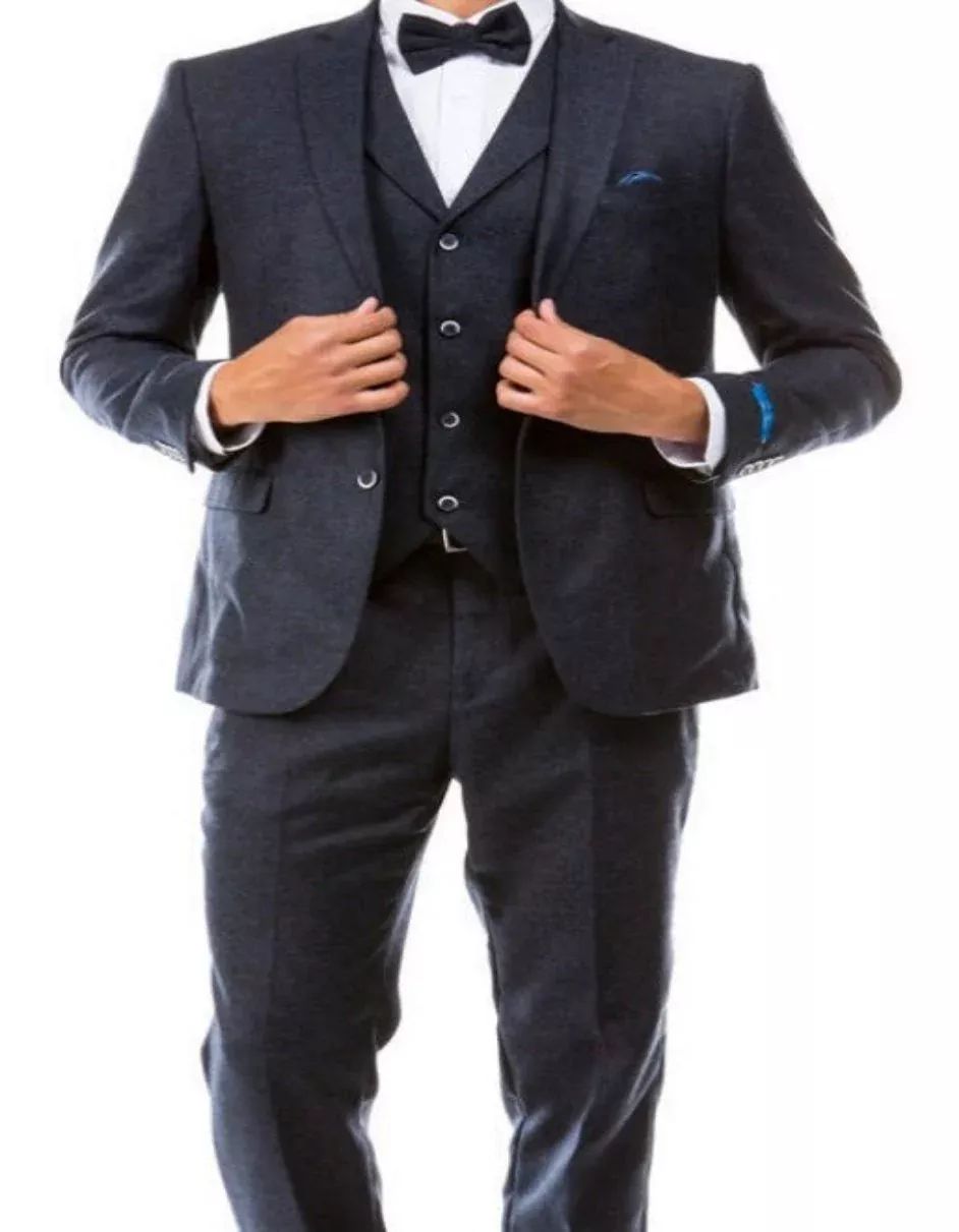 Modern Fit - Mens Single Breasted Two Button Modern Fit Suit Navy