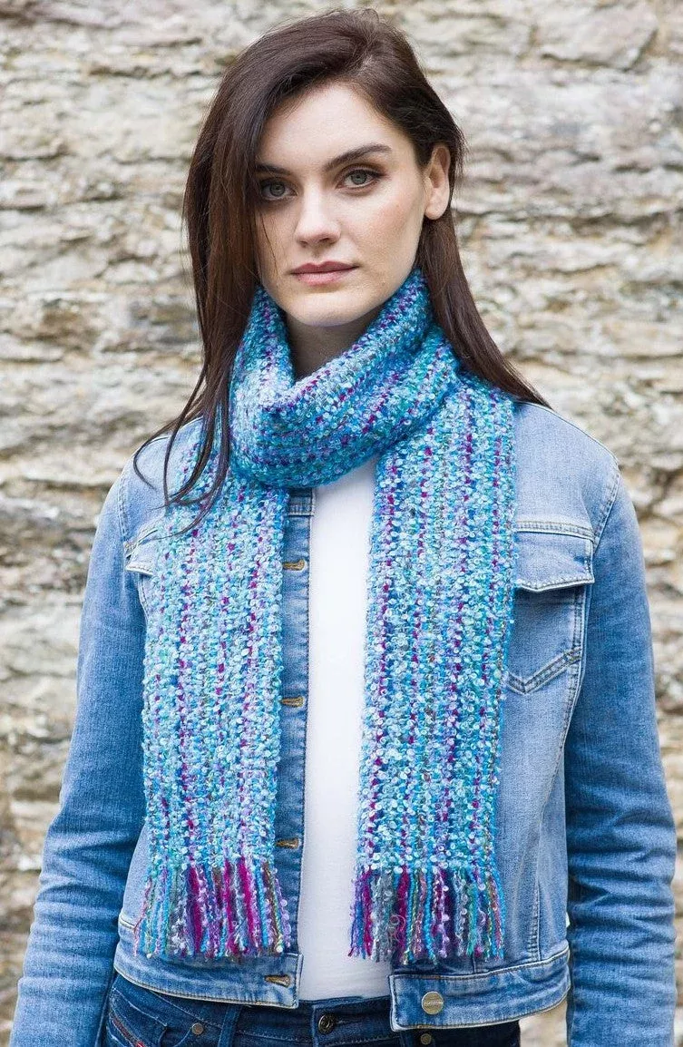 Mohair Viscose Scarf Blue Purple Mix