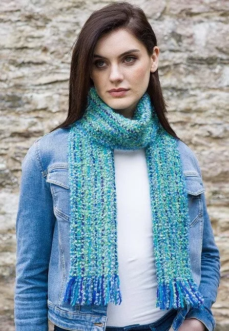 Mohair Viscose Scarf Green Blue Mix