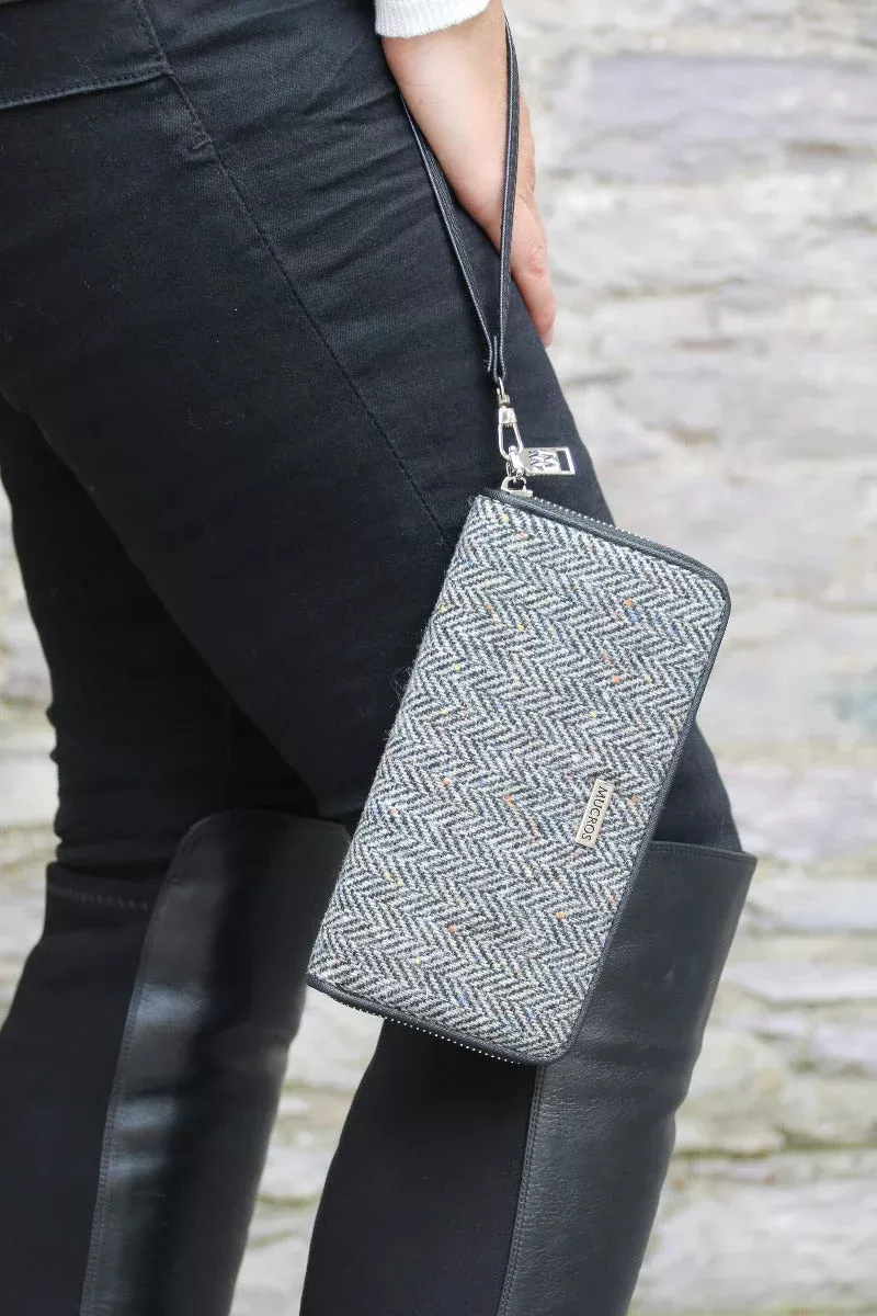 Mucros Weavers Tweed Wallet Grey HerringboneCol: 1