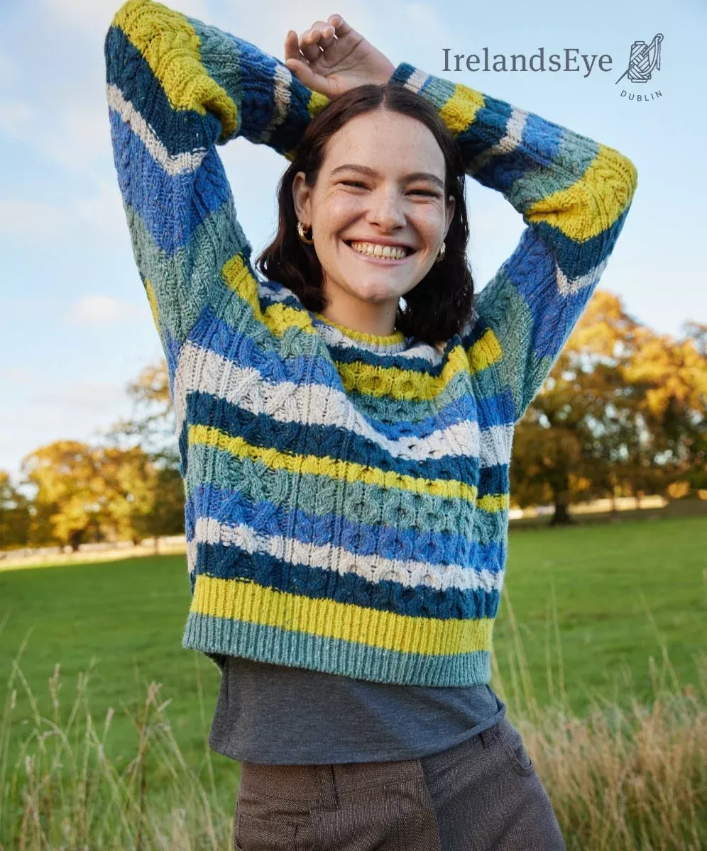 Multi-Coloured Wool and Cashmere Sweater Marine