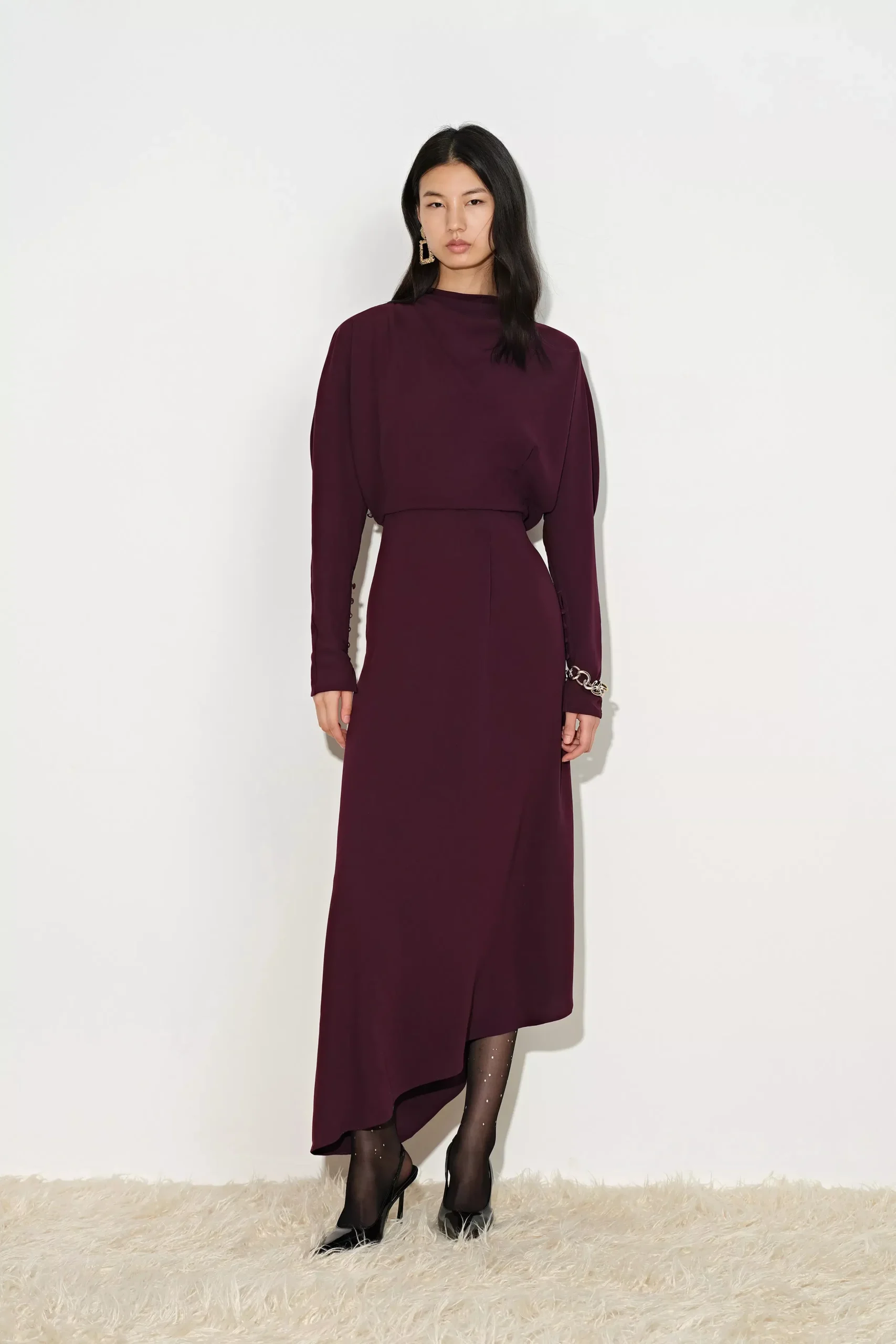 Munich Draped Layered Bodice Gigot Sleeve Dress