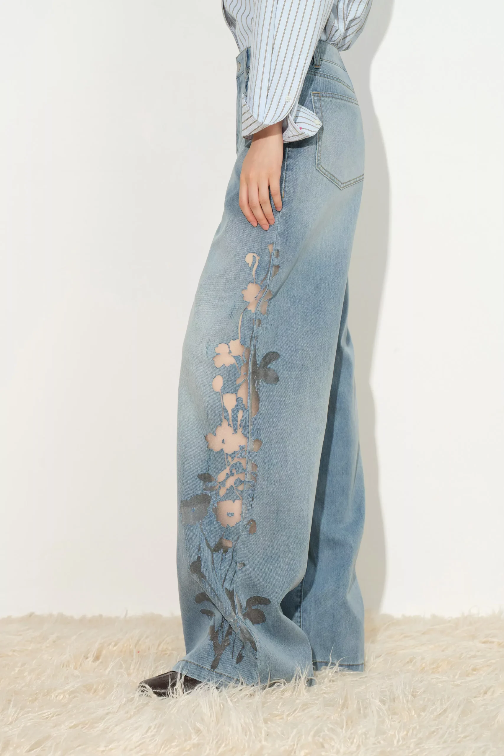 Myla Burnout Mesh Wide Leg Jeans