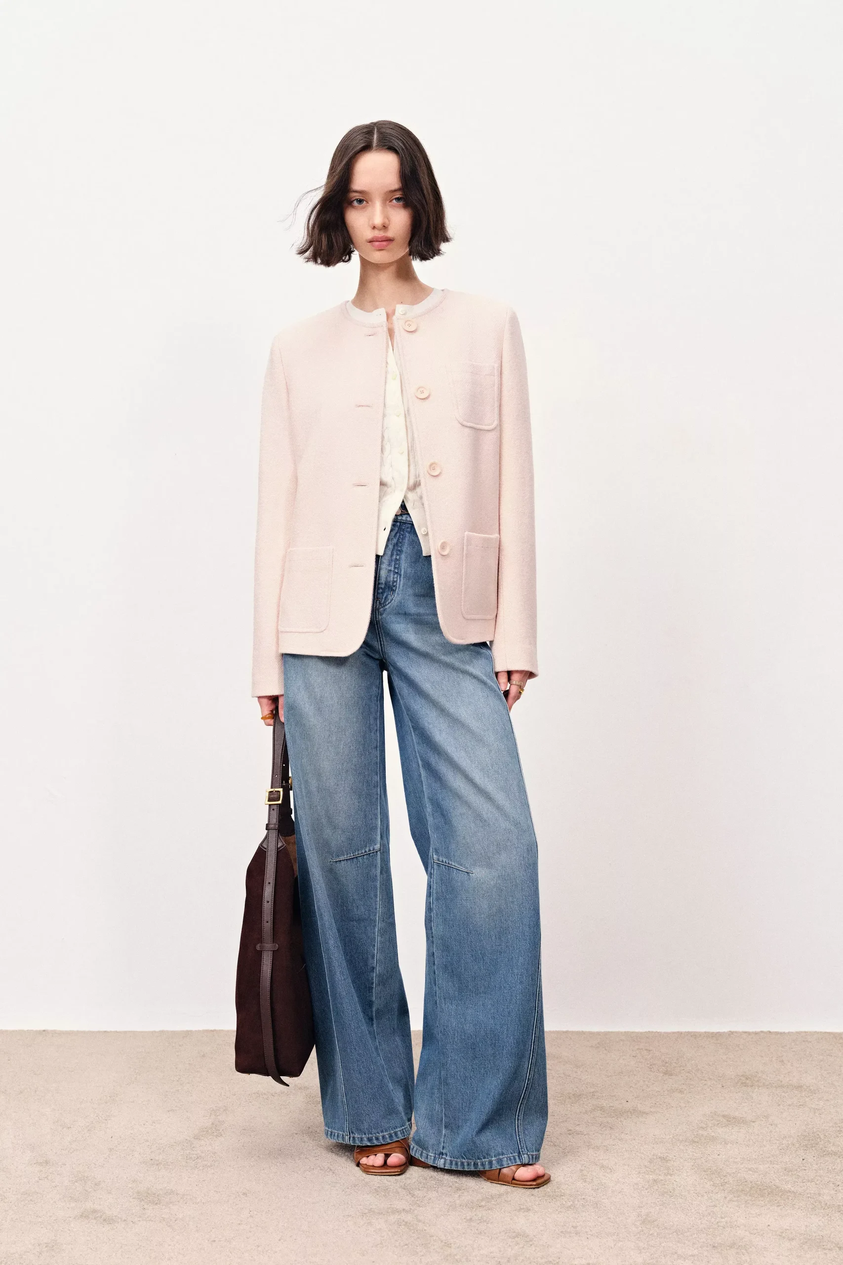 Nassau Rounded Collar Multi Yarn Jacket in Merino Wool