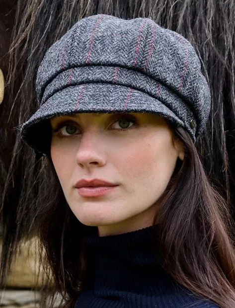 Newsboy Cap Charcoal with red overcheck col.31