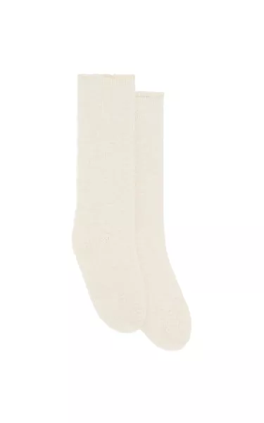 Nikola Knit Socks in Ivory Cashmere