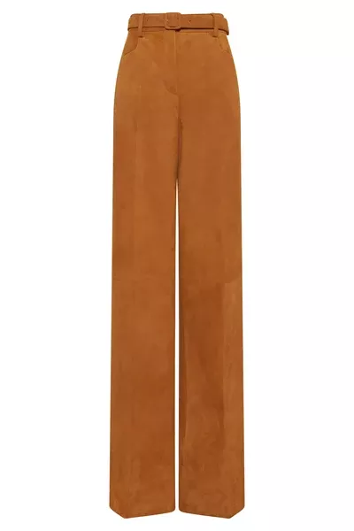 Norman Wide-leg Pant in Cashew Suede