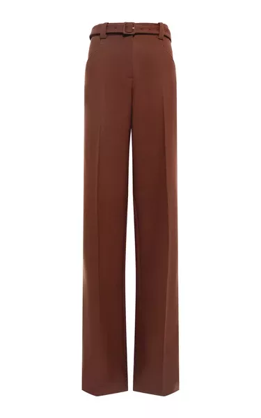 Norman Wide-leg Pant in Cognac Recycled Virgin Wool