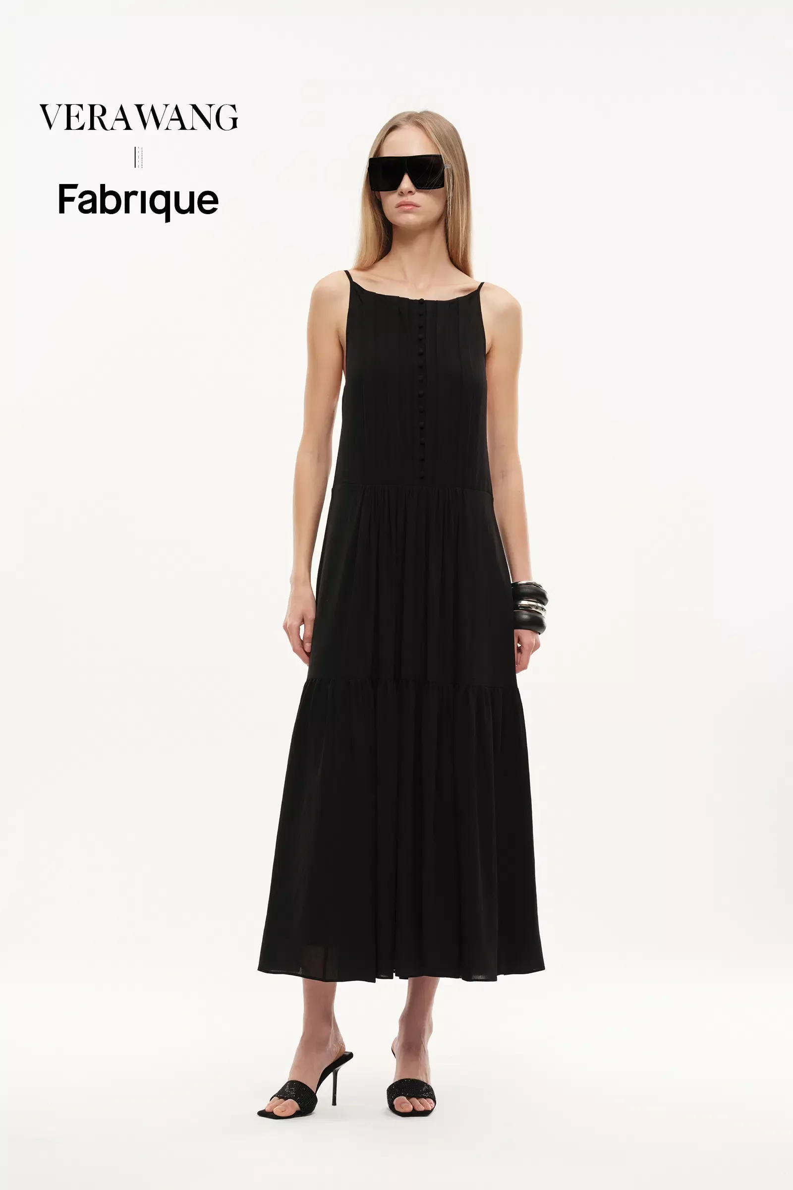Obélisque Pleated Slip Dress in Matte Crepe