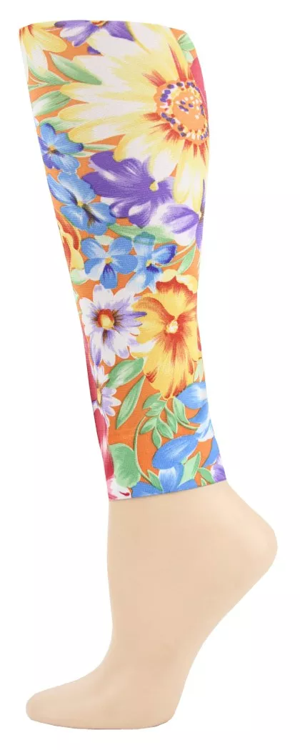 orange tahiti Footless Tights-Large/Tall