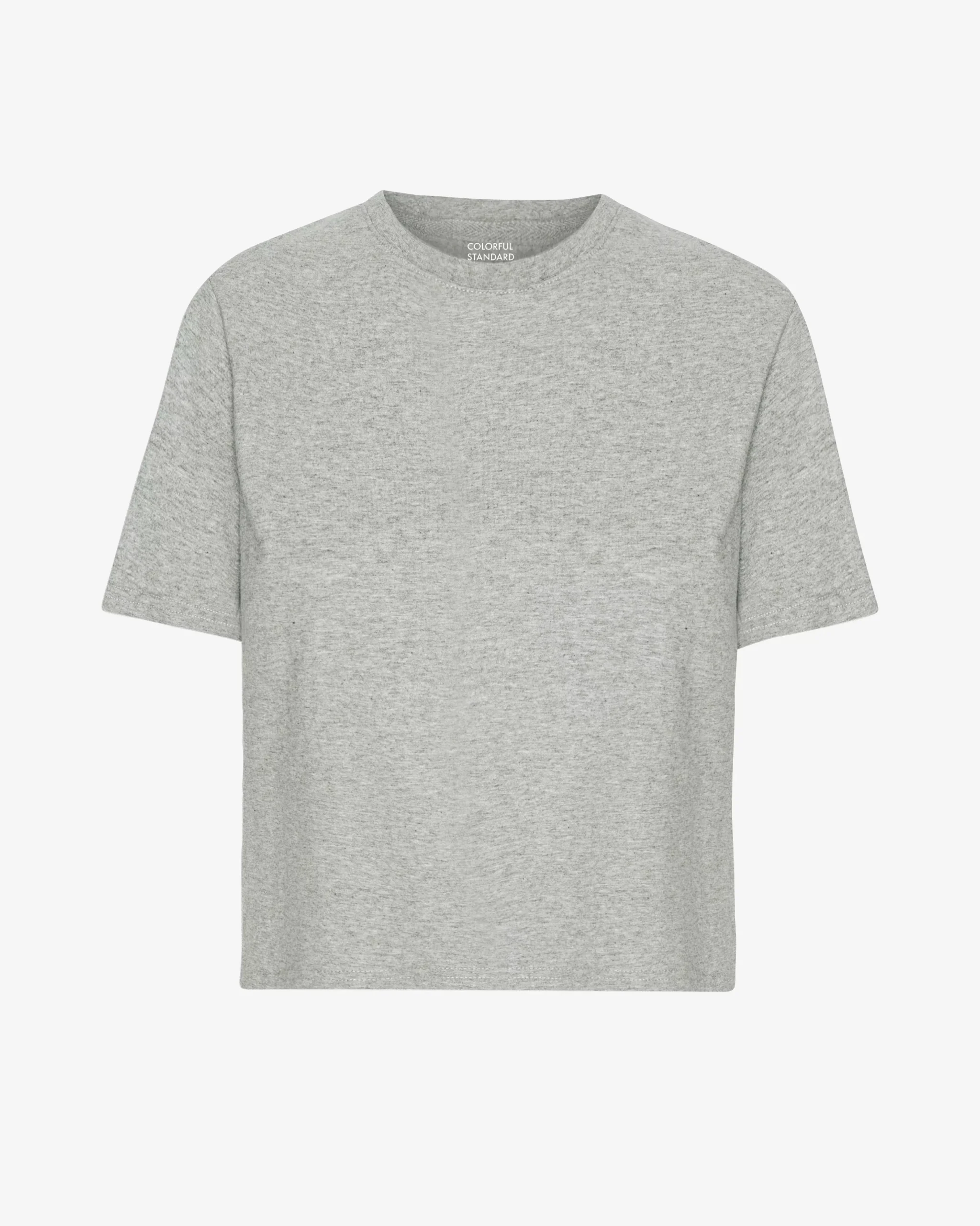 Organic Boxy Crop Tee - Heather Grey