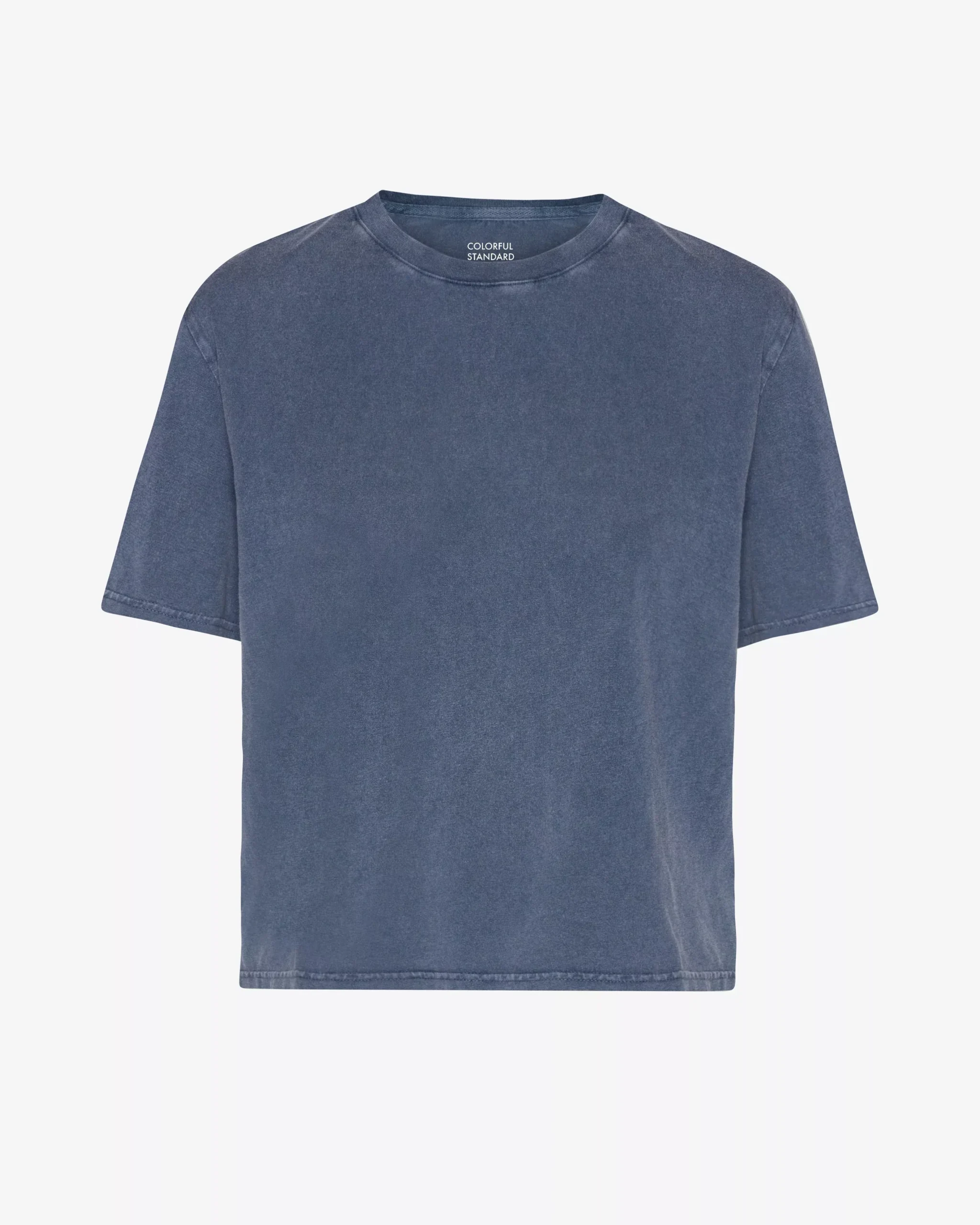 Organic Boxy Crop Tee - Neptune Blue