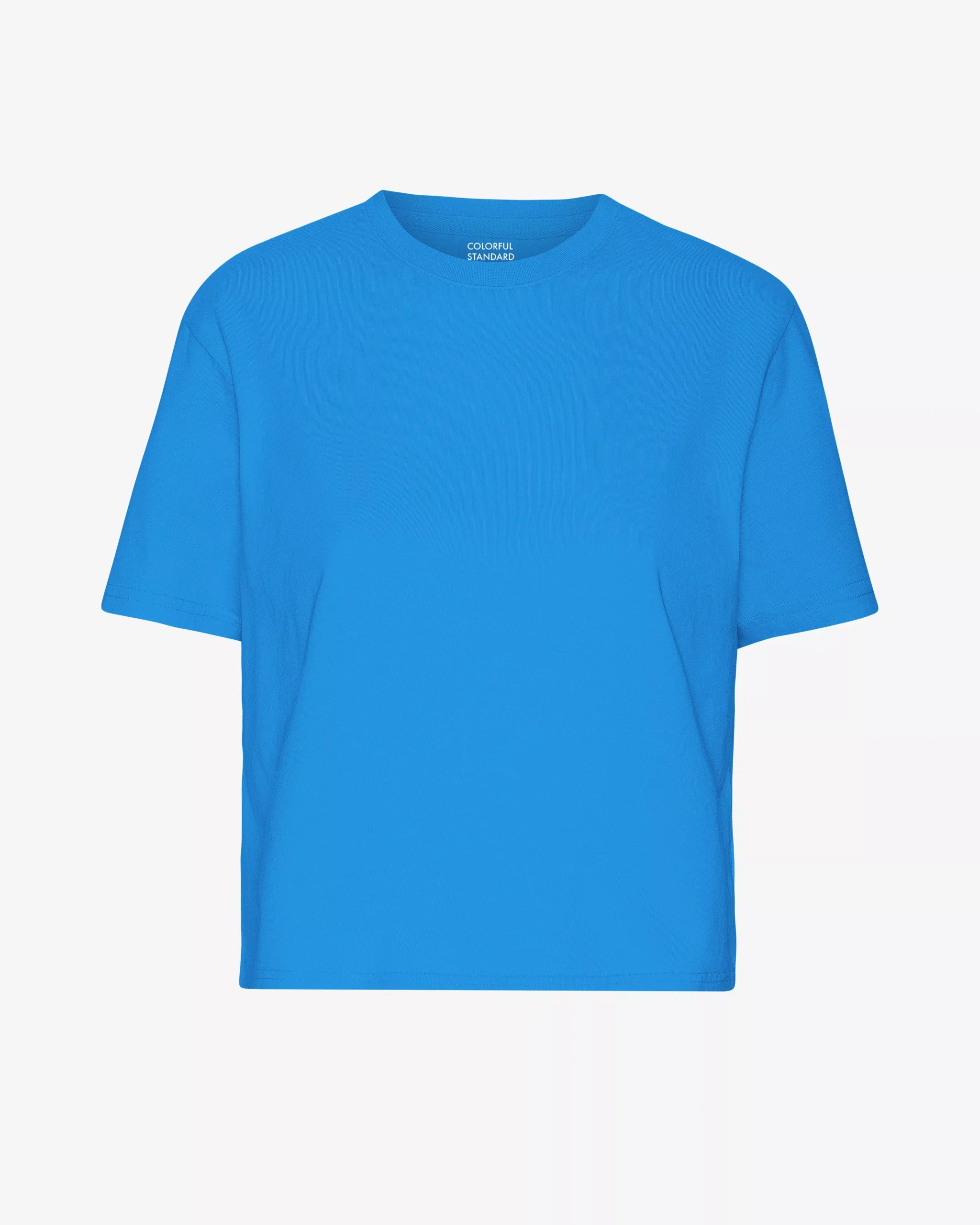 Organic Boxy Crop Tee - Pacific Blue