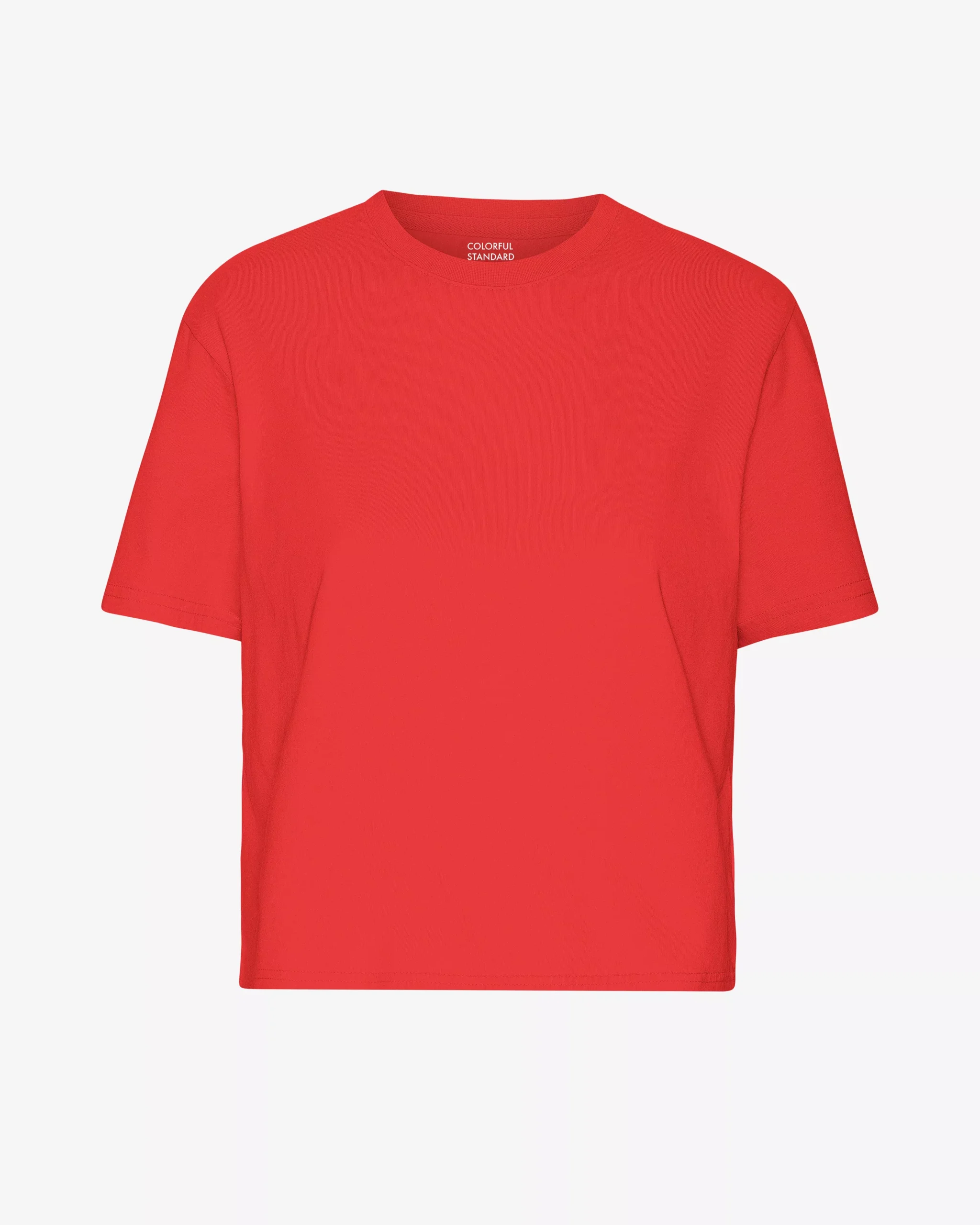 Organic Boxy Crop Tee - Red Tangerine