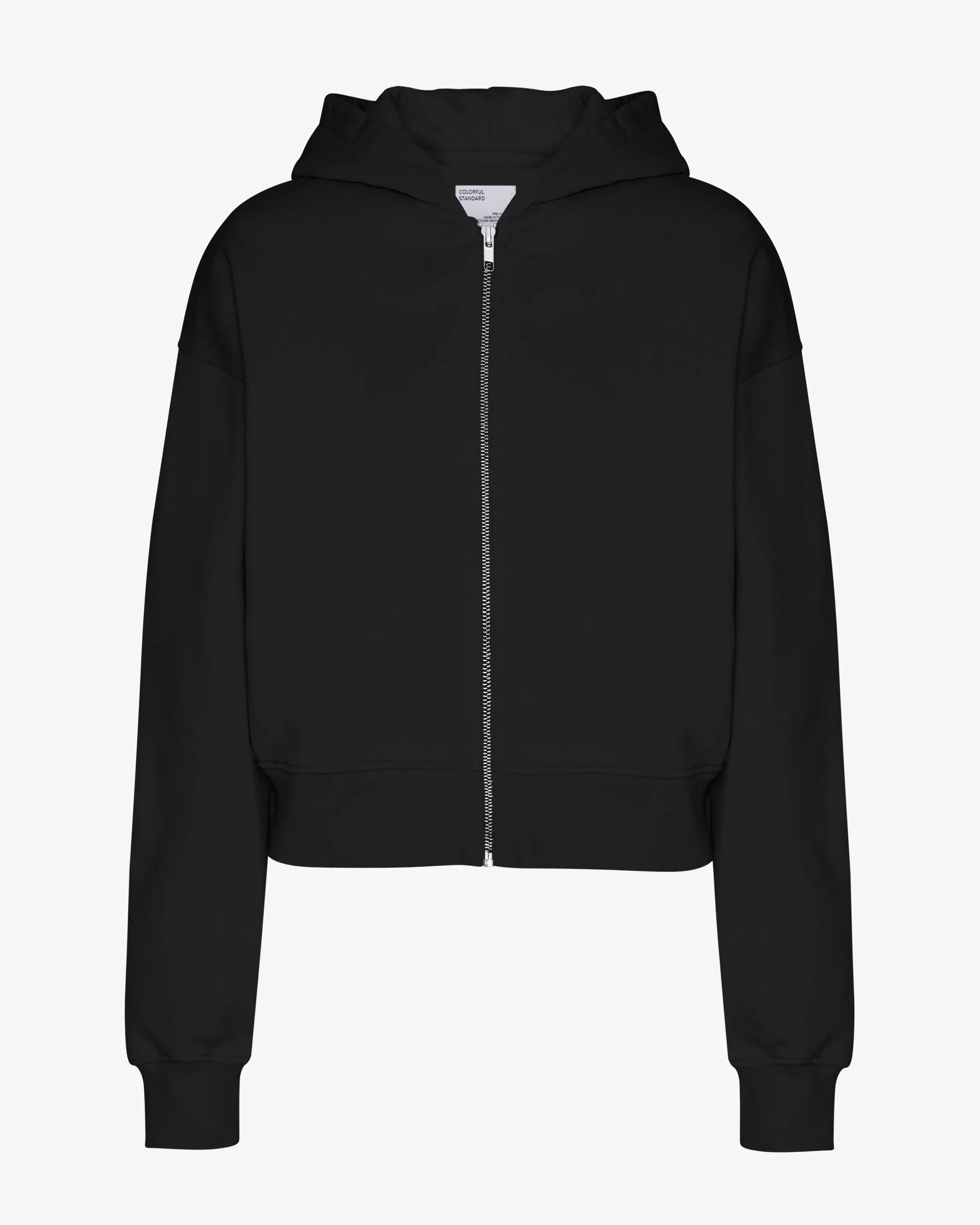 Organic Crop Zip Hood - Deep Black