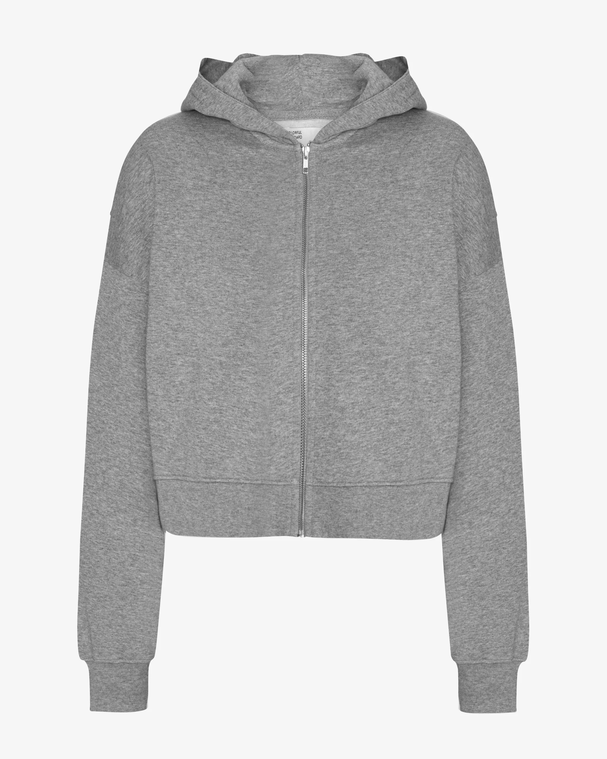 Organic Crop Zip Hood - Heather Grey