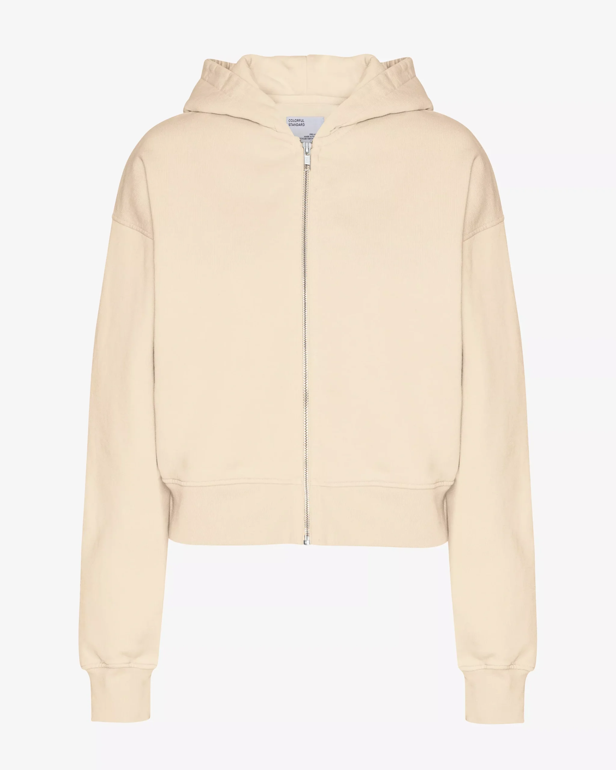 Organic Crop Zip Hood - Ivory White